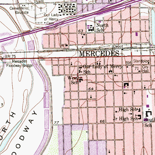 Topographic Map of Mercedes Early Childhood Center, TX