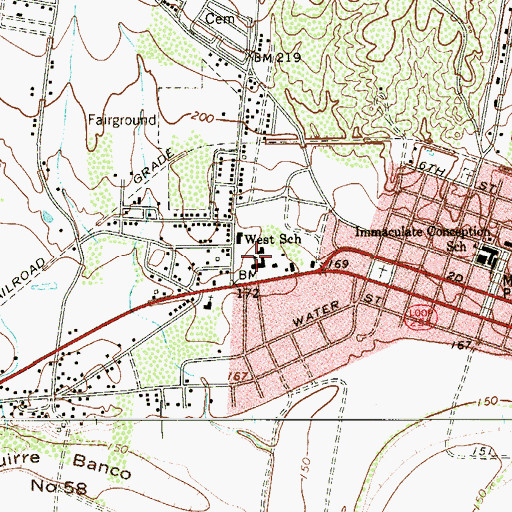 Topographic Map of West School, TX