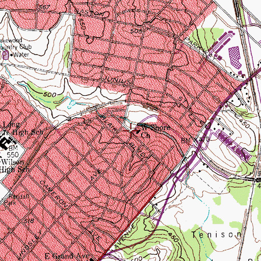 Topographic Map of West Shore Church, TX