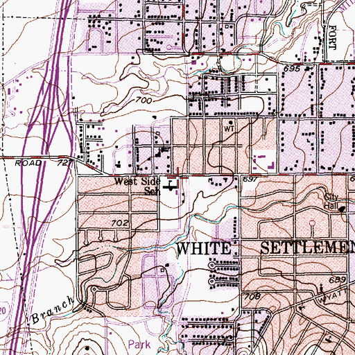 Topographic Map of West Side School, TX