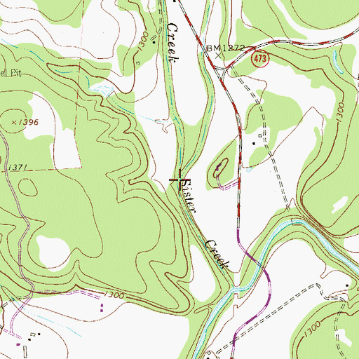 Topographic Map of West Sister Creek, TX