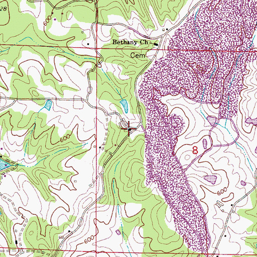Topographic Map of Wheeler Grove Church of Christ, AL