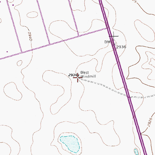 Topographic Map of West Windmill, TX
