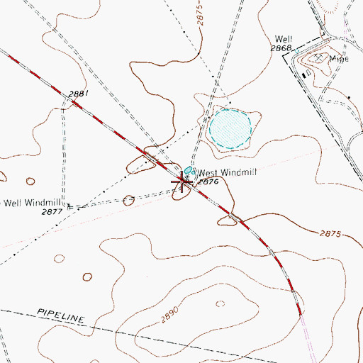 Topographic Map of West Windmill, TX