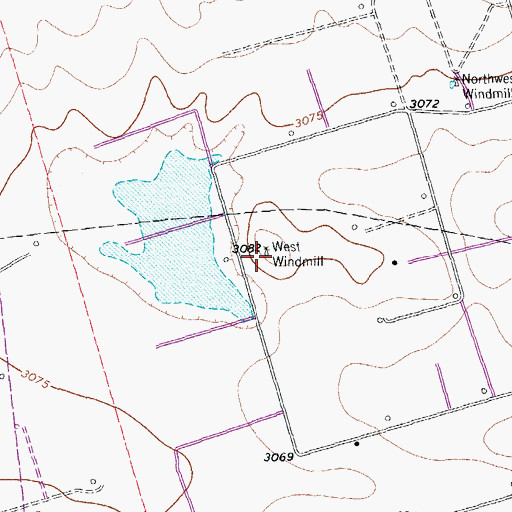 Topographic Map of West Windmill, TX