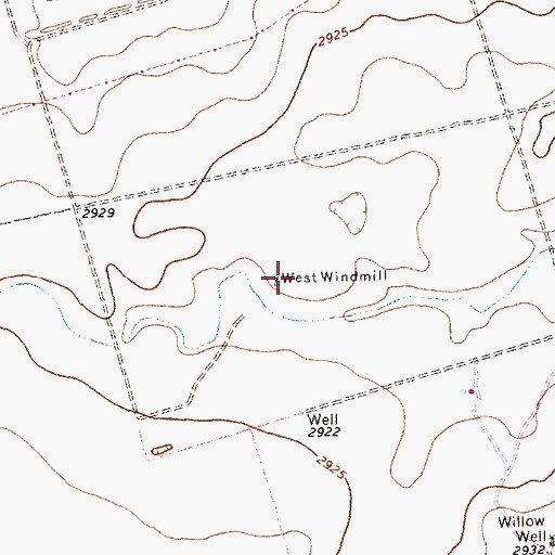 Topographic Map of West Windmill, TX