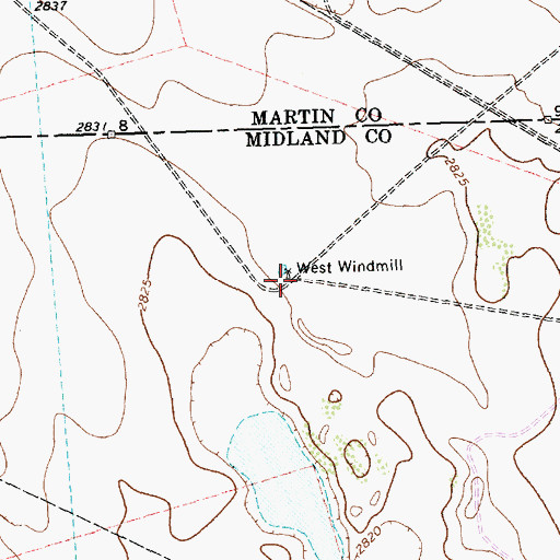 Topographic Map of West Windmill, TX