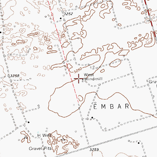 Topographic Map of West Windmill, TX