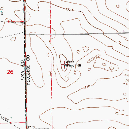 Topographic Map of West Windmill, TX