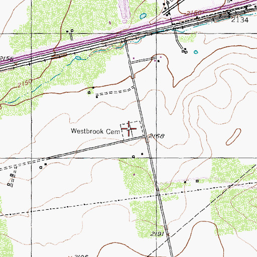 Topographic Map of Westbrook Cemetery, TX