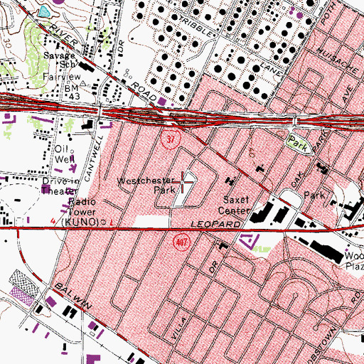 Topographic Map of Westchester Park, TX