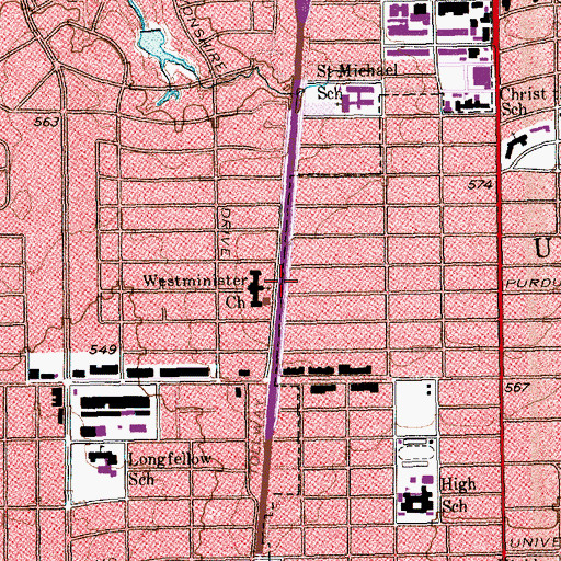 Topographic Map of Westminster Church, TX