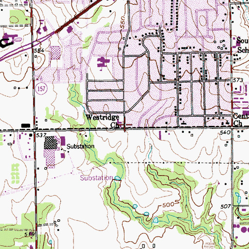 Topographic Map of Westridge Church, TX