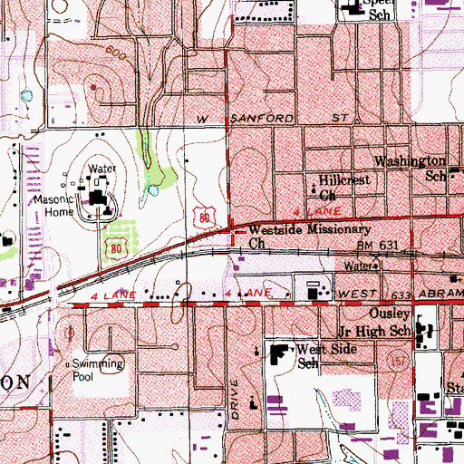 Topographic Map of Westside Missionary Church, TX