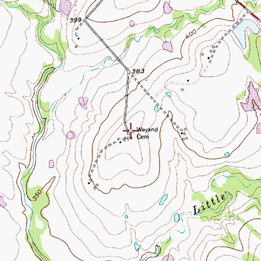 Topographic Map of Weyand Cemetery, TX