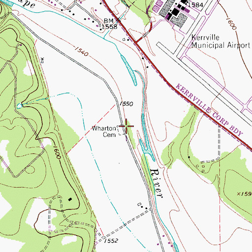 Topographic Map of Wharton Cemetery, TX