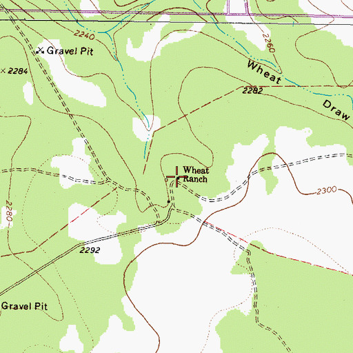 Topographic Map of Wheat Ranch, TX