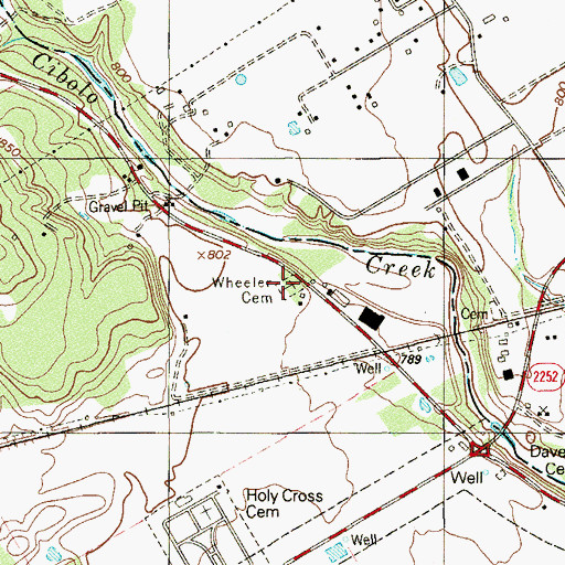 Topographic Map of Wheeler Cemetery, TX