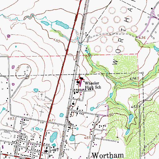 Topographic Map of Wheeler High School, TX