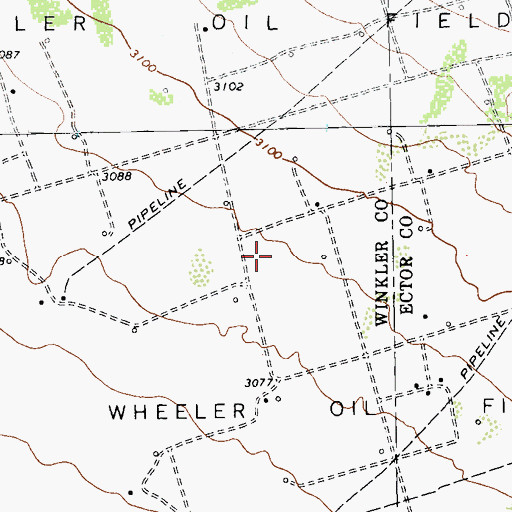Topographic Map of Wheeler Oil Field, TX