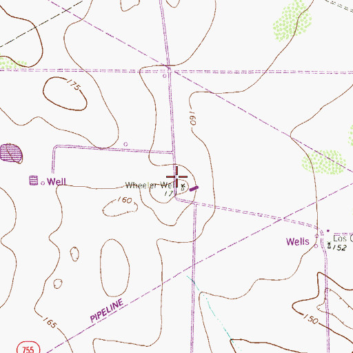 Topographic Map of Wheeler Well, TX