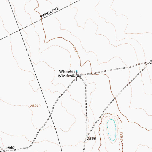Topographic Map of Wheeler Windmill, TX