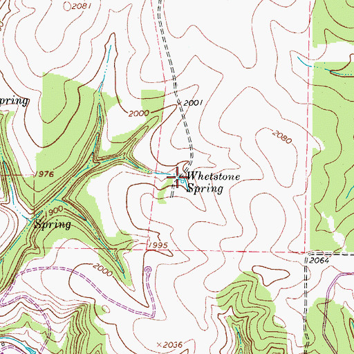 Topographic Map of Whetstone Spring, TX