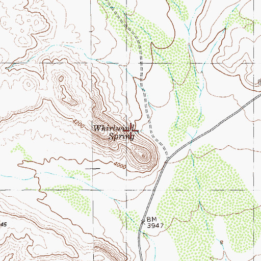 Topographic Map of Whirlwind Spring, TX