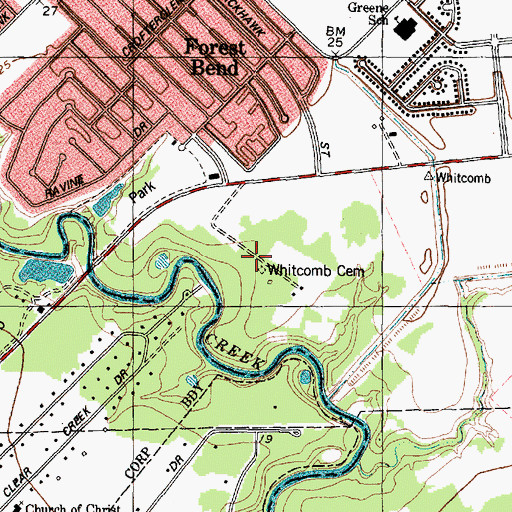 Topographic Map of Whitcomb Cemetery, TX