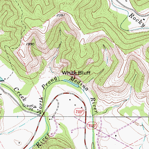 Topographic Map of White Bluff, TX