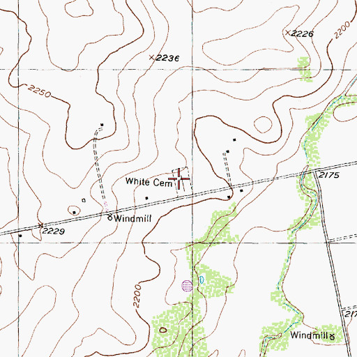 Topographic Map of White Church Cemetery, TX