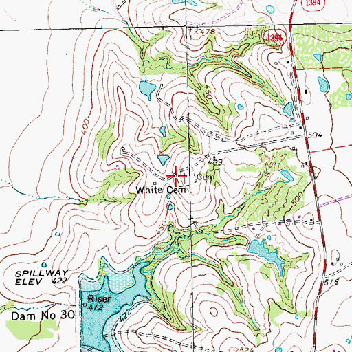 Topographic Map of White Cemetery, TX
