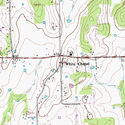 Topographic Map of Whites Chapel United Methodist Church, TX