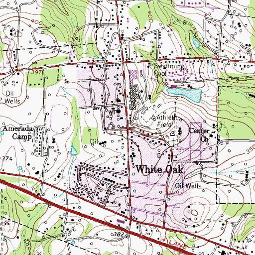 Topographic Map of White Oak, TX