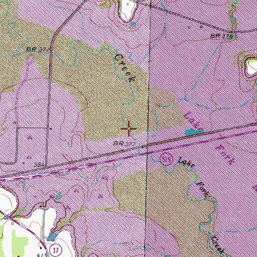 Topographic Map of White Oak Branch, TX