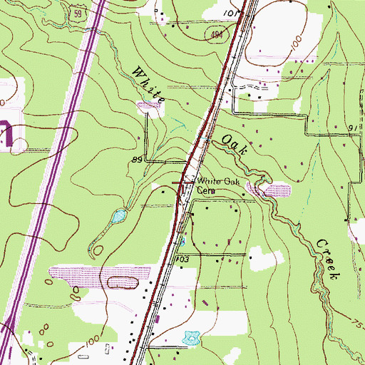 Topographic Map of White Oak Cemetery, TX