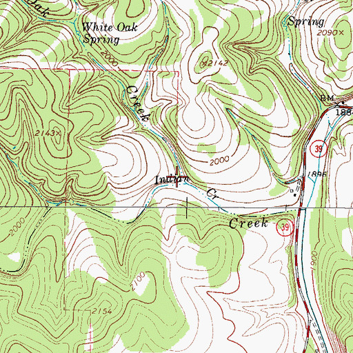 Topographic Map of White Oak Creek, TX