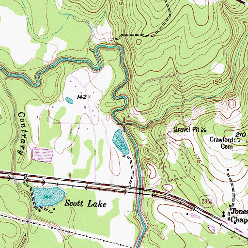 Topographic Map of White Oak Creek, TX