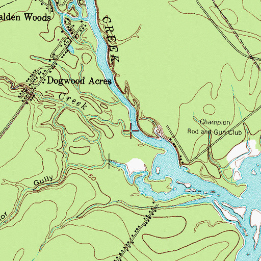 Topographic Map of White Oak Creek, TX