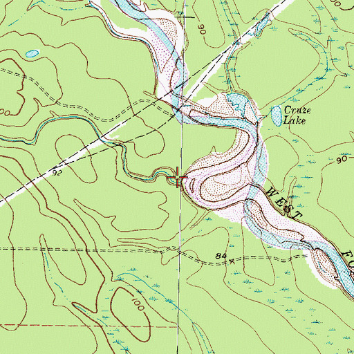 Topographic Map of White Oak Creek, TX