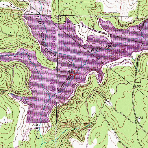 Topographic Map of White Oak Creek, TX