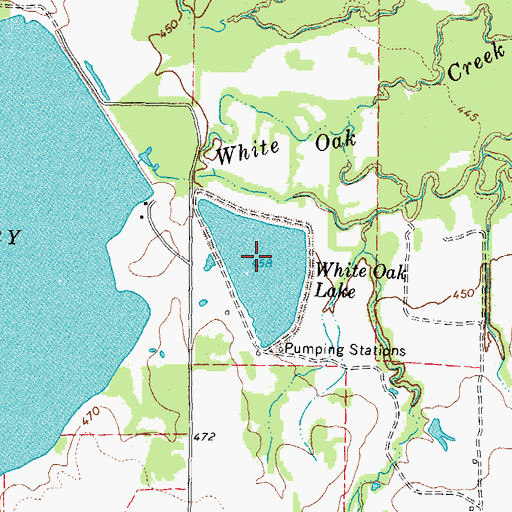 Topographic Map of White Oak Lake, TX