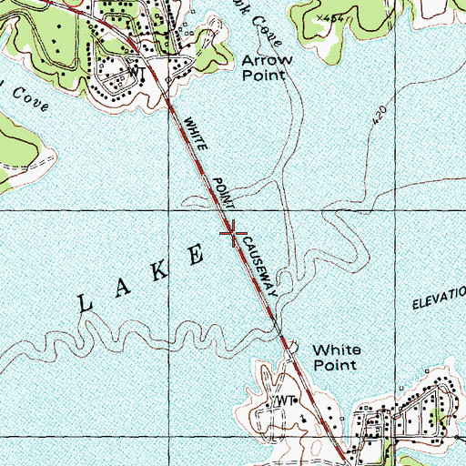 Topographic Map of White Point Causeway, TX