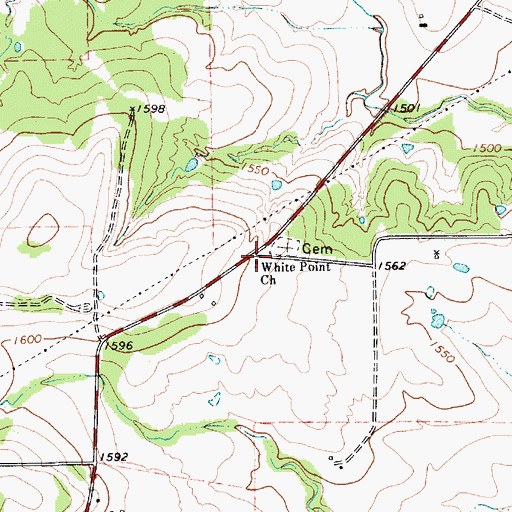 Topographic Map of White Point Church, TX