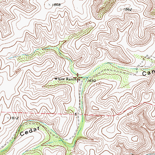 Topographic Map of White Ranch, TX