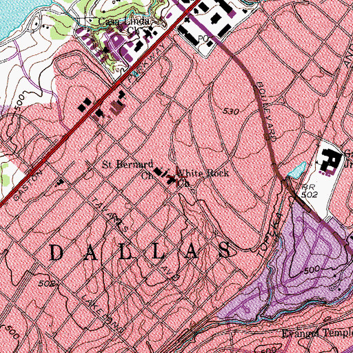 Topographic Map of White Rock Church, TX