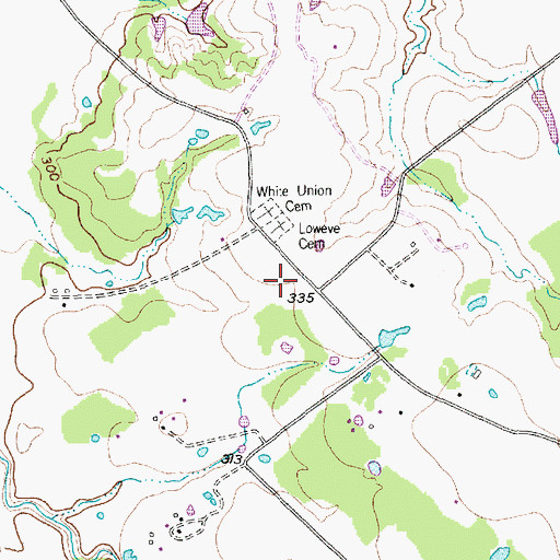 Topographic Map of White Union Cemetery, TX