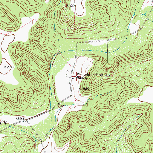 Topographic Map of Whitehead Brothers Ranch, TX