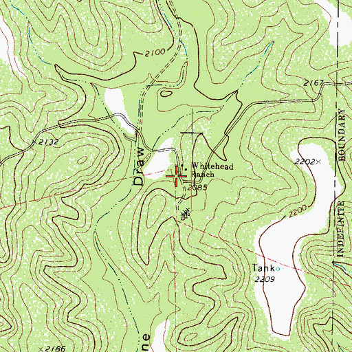 Topographic Map of Whitehead Ranch, TX