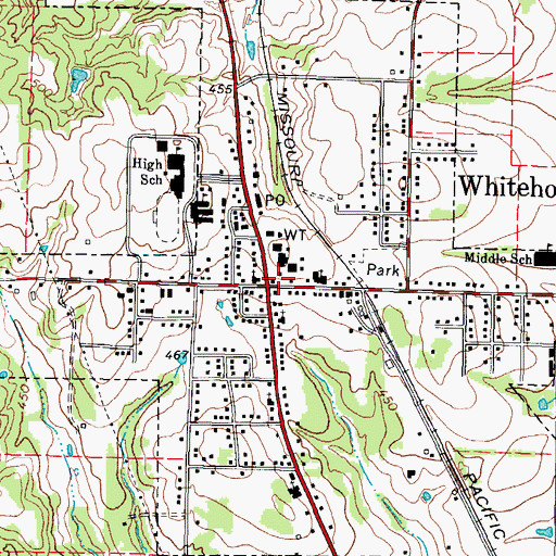 Topographic Map of Whitehouse, TX